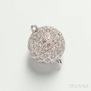 18kt White Gold and Diamond Boule Clasp