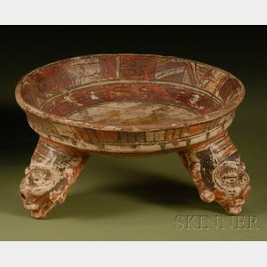 Pre-Columbian Polychrome Pottery Tripod Bowl