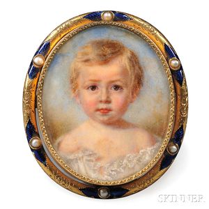 Melanie Bost (French, act. Early 19th Century) Portrait Miniature of a Child.
