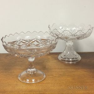 Two Pressed Glass Footed Bowls
