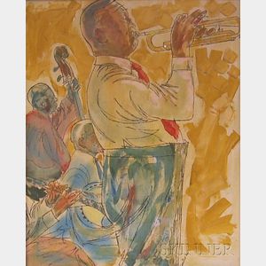 Two Framed Oil on Canvas Portraits of Jazz Musicians by Richard Freniere (American, 1921-2008)