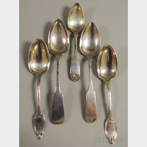 Five Coin Silver Serving Spoons