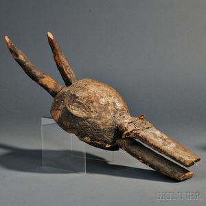 African Carved Wood Animal Helmet Mask