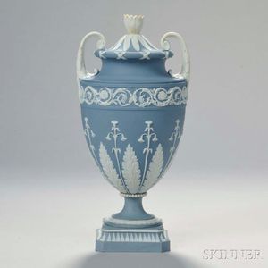 Wedgwood Solid Pale Blue Jasper Vase and Cover