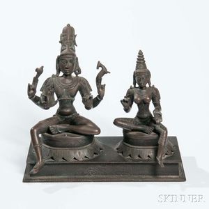 Bronze Figures of Shiva with Uma