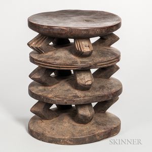 Kusu/Congo Carved Wood Stool