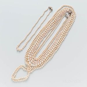 Eight Cultured Pearl and Freshwater Pearl Necklaces