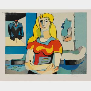 Jean Helion (French, 1904-1987) Lot of Seven Figural Images: Standing Girl,