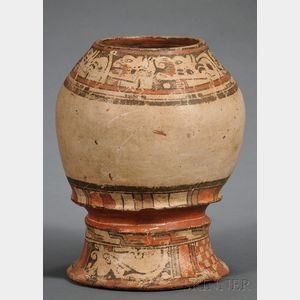 Pre-Columbian Polychrome Pottery Pedestal Urn