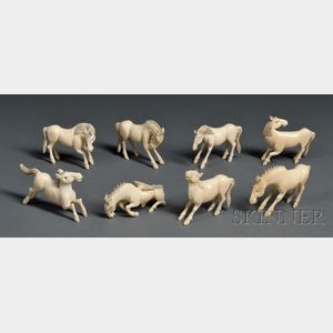 Set of Eight Miniature Ivory Carvings