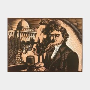 Charles Turzak (American, 1899-1986) Group of Seven Prints from the Life of Thomas Jefferson: Two Young Lawyers - Thomas Jefferson and