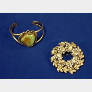 Schoffel & Co., Austria, Paste Costume Brooch and a Turquoise Bracelet.