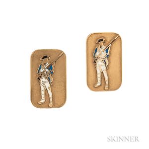 14kt Gold and Enamel Cuff Links, Cartier