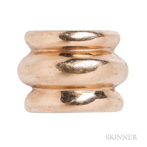 14kt Gold Ribbed Dome Ring