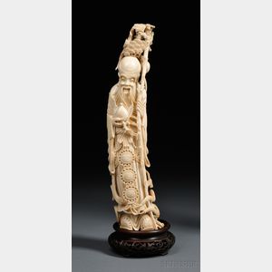 Ivory Carving on Wood Stand