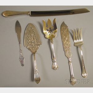 Six Assorted Mostly Silver Flatware Serving Items