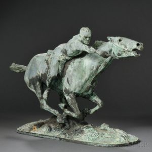 Edmond Drappier (French, fl. Early 20th Century) Bronze Figure of a Horse and Rider