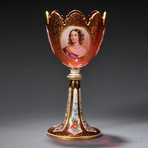Bohemian Overlay Glass Goblet-form Vase