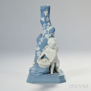 Wedgwood Solid Pale Blue Jasper Figural Candlestick