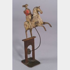 Carved and Painted Wooden Military Officer on Horseback Balance Toy