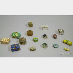 Fifteen Assorted Enamel and Other Small Boxes.