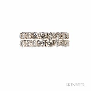 Two 14kt White Gold and Diamond Bands