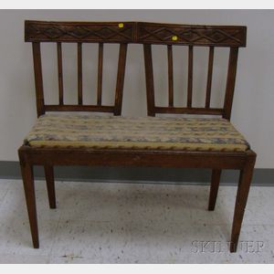 Italian Neoclassical Carved Wood Double Chair-back Settee