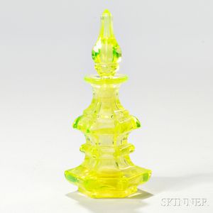 Canary Yellow Blown Molded Cologne with Stopper