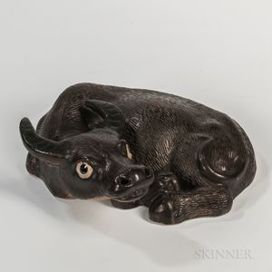 Black-glazed Ceramic Water Buffalo