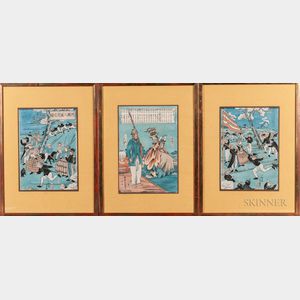 Three Yokoyama-e Woodblock Prints