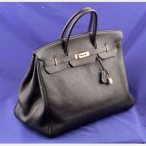 Lady's Black Togo Leather Handbag, Hermes