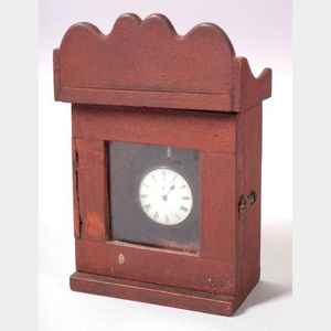 Carved and Red Painted Watch Hutch and Watch