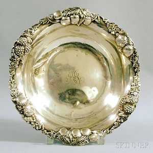 Gorham Sterling Silver Bowl with Cast Fruit-decorated Rim