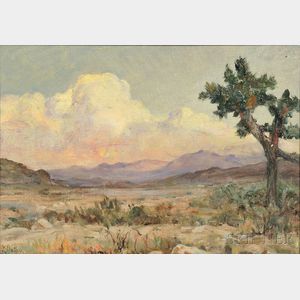 Howard Russell Butler (American, 1856-1934) American West Landscape with Tree