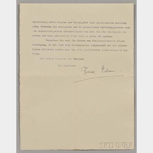 Mann, Thomas (1875-1955) Typed Letter Signed, 28 April 1937.
