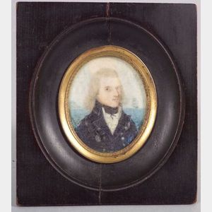 American School, 19th Century Miniature Portrait of a Gentleman.