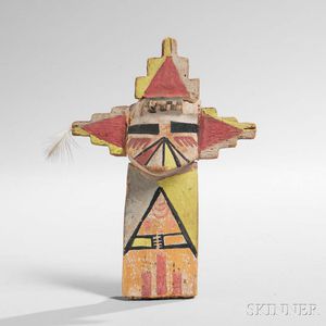 Hopi Polychrome Carved Wood Katsina, Shalako Mana