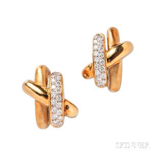 18kt Gold and Diamond Earclips, Marlene Stowe