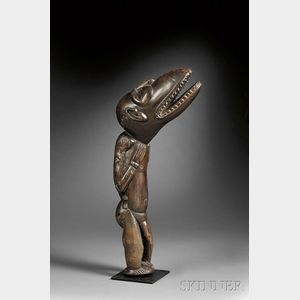 Polynesian Carved Wood "Lizard Man" Figure