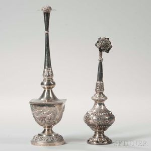 Two Silver Rosewater Dispensers