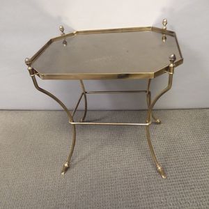 Hollywood Regency-style Brass and Glass Side Table