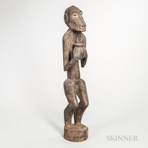 Baule-style Carved Wood Standing Monkey