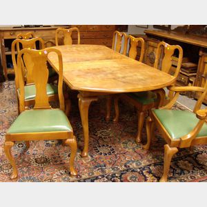Nine-piece Barnard & Simonds Co. Queen Anne Style Cherry and Maple Dining Set