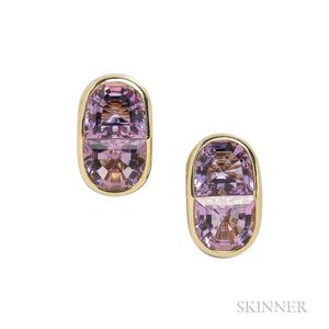 18kt Gold and Amethyst Earclips
