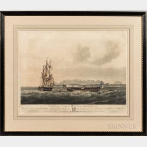 Three Nautical Hand-colored Aquatints:, After Nicholas Pocock (British, 1740-1821),To the Memory of Captain George Nicholas Hardinge;