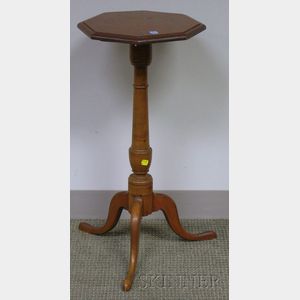 Octagonal Tiger Maple and Maple Candlestand.