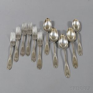 Set of Five Tiffany & Co. Sterling Silver Tablespoons and Six Dinner Forks