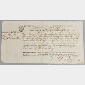 Myers, Moses (1753-1835) Bill of Lading for the Ship John , 21 March 1796.