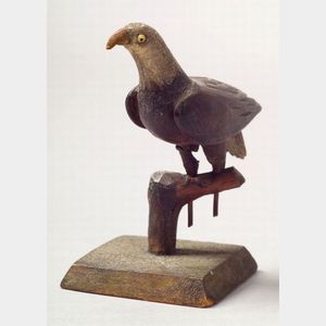 Carved and Painted Wooden Miniature Eagle