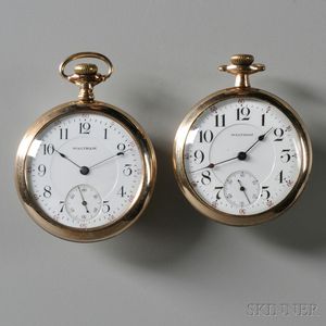 Two Gold-filled Waltham Open Face Watches